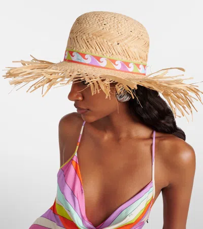 Pucci Frayed Sun Hat In Brown