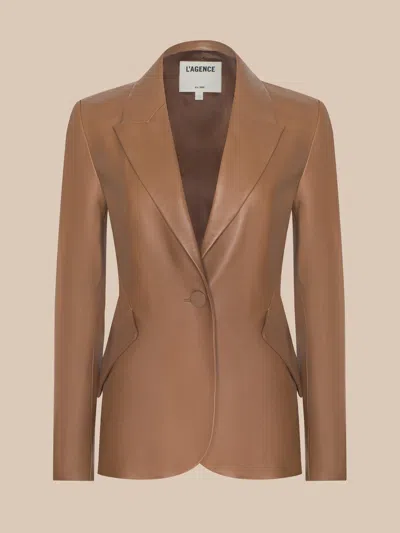 L'agence Chamberlain Leather Blazer In Brown