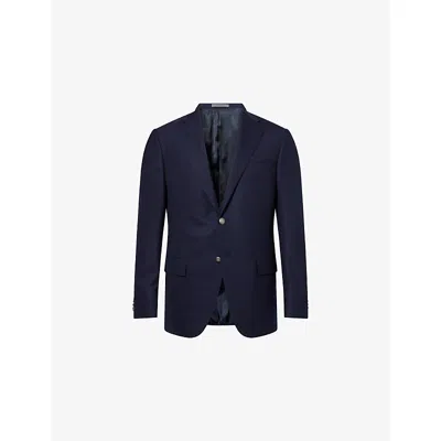 Corneliani Mens Single-breasted Virgin-wool Knitted Jacket Navy In Blue
