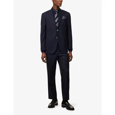 Corneliani Mens Single-breasted Virgin-wool Knitted Jacket Navy In Blue