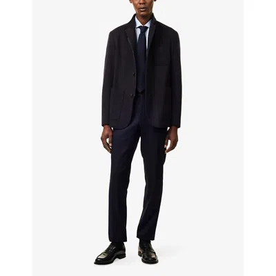 Corneliani Mens Navy Patch-pocket Button-up Wool Jacket In Blue