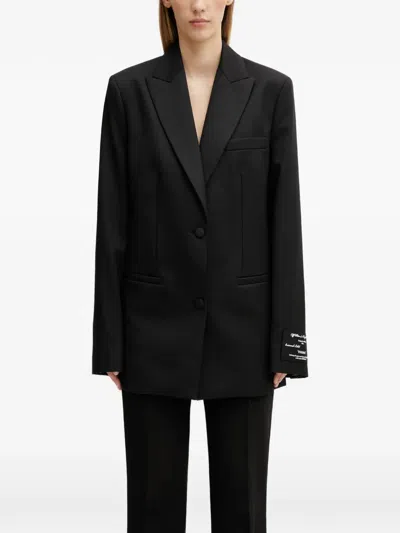 Off-white Logo-patch Single-breasted Blazer In Black