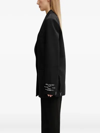 Off-white Logo-patch Single-breasted Blazer In Black