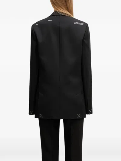Off-white Logo-patch Single-breasted Blazer In Black