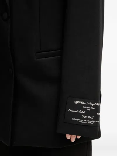 Off-white Logo-patch Single-breasted Blazer In Black