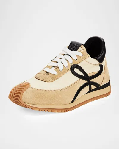 Loewe Flow Runner 2.0 Suede-trimmed Shell Sneakers In Brown