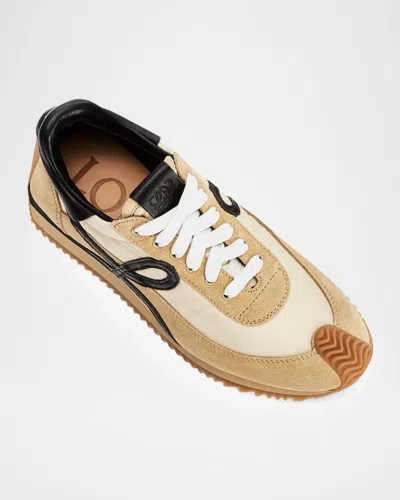 Loewe Flow Runner 2.0 Suede-trimmed Shell Sneakers In Brown