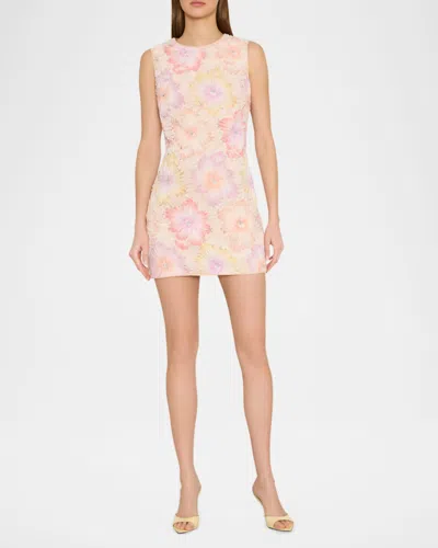 Milly Illy Ivette Floral Embroidered Mini Dress In Pink