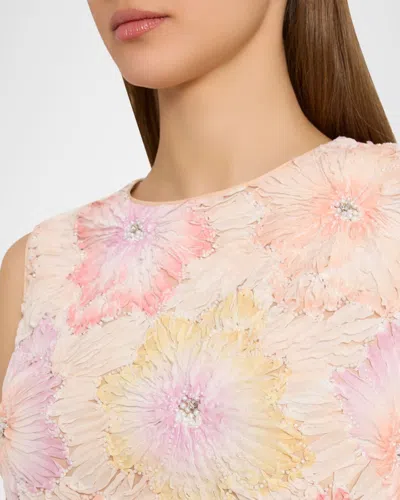 Milly Illy Ivette Floral Embroidered Mini Dress In Pink