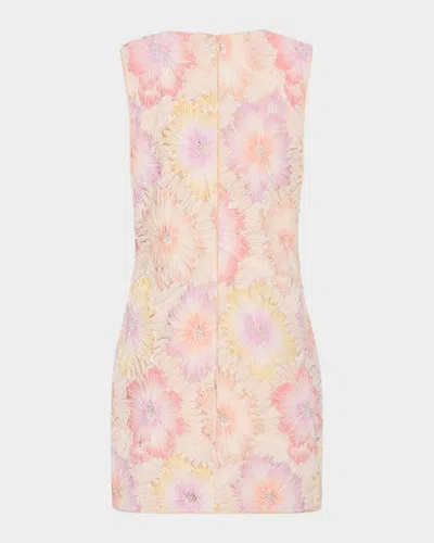 Milly Illy Ivette Floral Embroidered Mini Dress In Pink