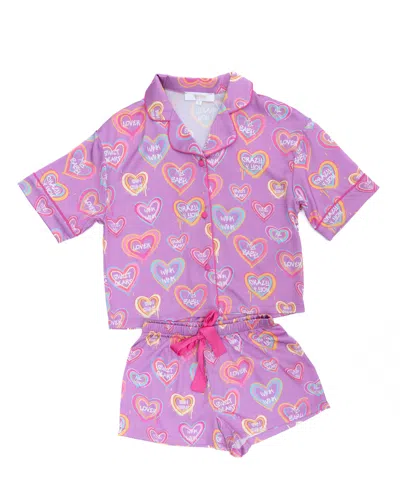 Sunshine Society Kids Crazy 4 You Silky Short Set In Multi