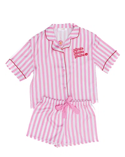 Sunshine Society Kids Please Please Please Silky Short Set In Pink