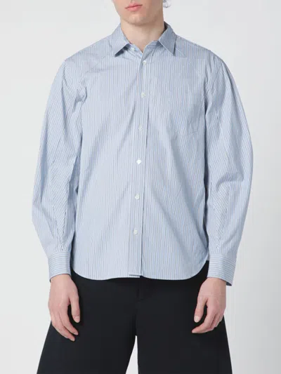 Sacai Mens Shirt Button Down Collar Stripes In Blue