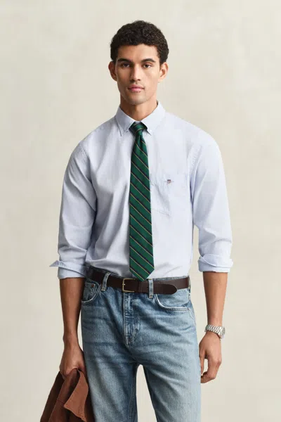 Gant Mens Regular Fit Classic Poplin Gingham Shirt In White