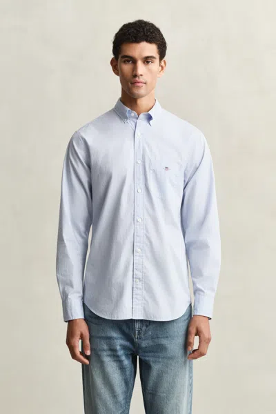 Gant Mens Regular Fit Classic Poplin Gingham Shirt In White
