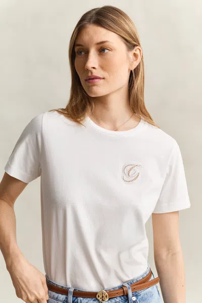 Gant Script T-shirt In White