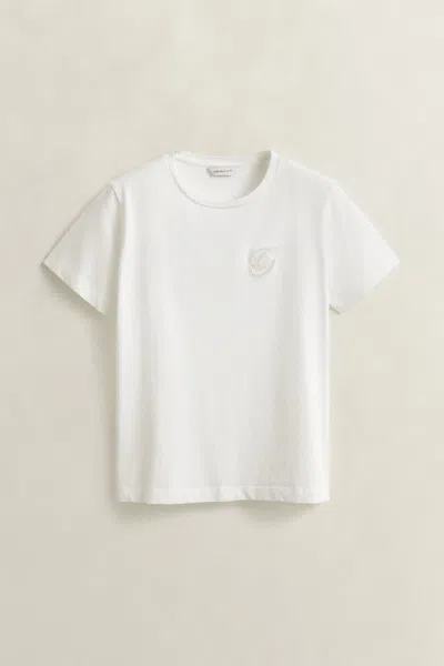 Gant Script T-shirt In White