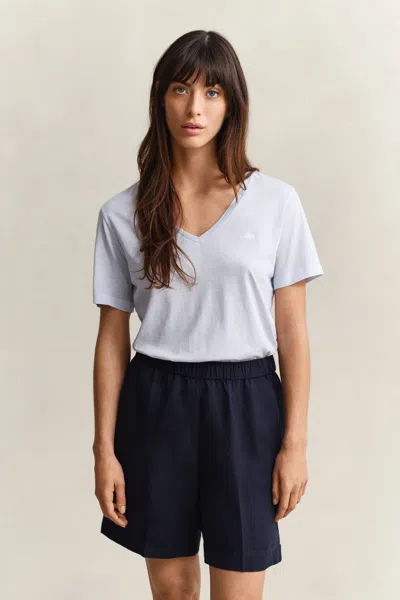 Gant Washed Shield V-neck T-shirt In Blue