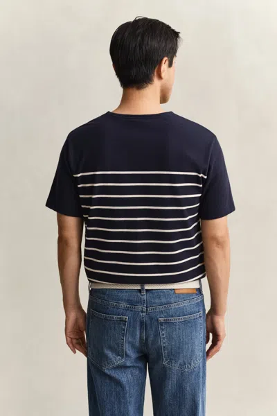 Gant Placed Stripe T-shirt In Black