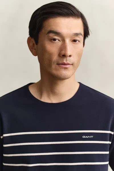 Gant Placed Stripe T-shirt In Black