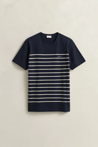 Gant Placed Stripe T-shirt In Black