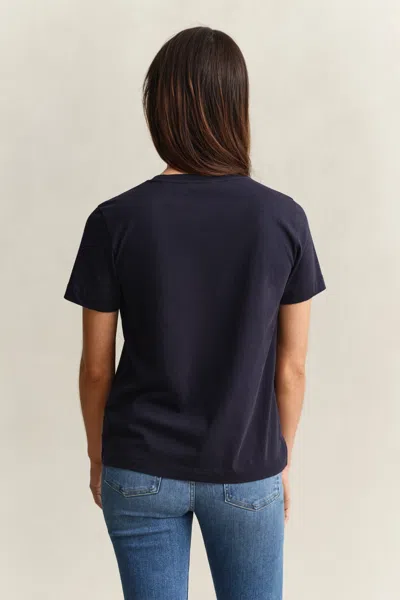 Gant Script T-shirt In Blue
