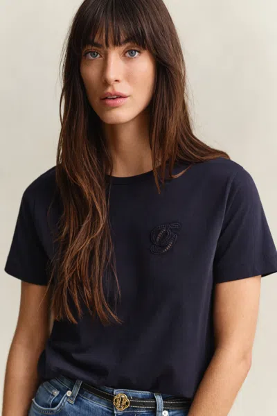 Gant Script T-shirt In Blue