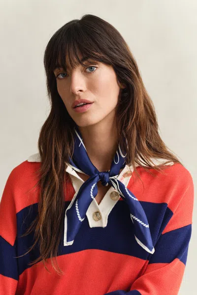 Gant Rope Silk Scarf In Blue