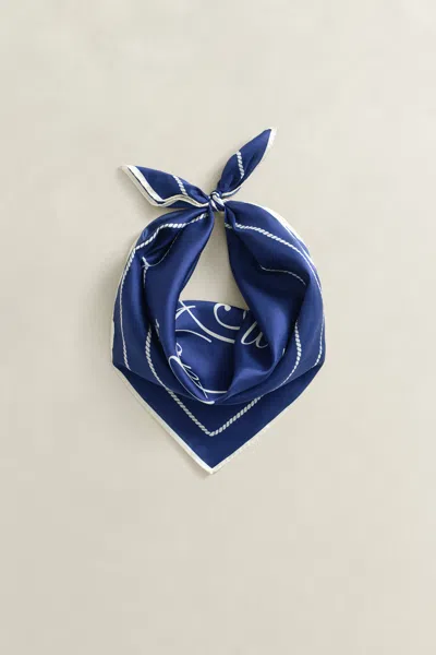 Gant Rope Silk Scarf In Blue