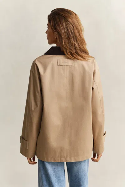 Gant Cotton Decker Jacket In Brown
