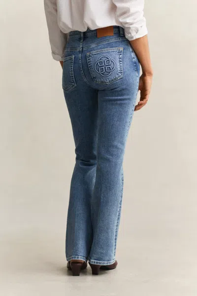 Gant Monogram Flared Jeans In Blue