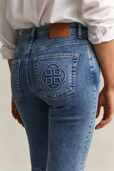 Gant Monogram Flared Jeans In Blue
