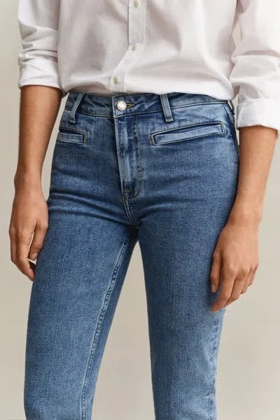 Gant Monogram Flared Jeans In Blue
