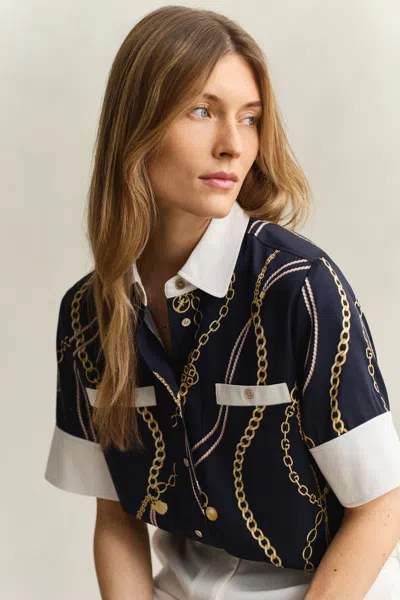 Gant Contrast Blouse In Multi