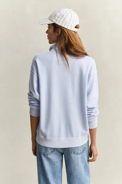 Gant Washed Shield Half-zip Sweatshirt In Blue