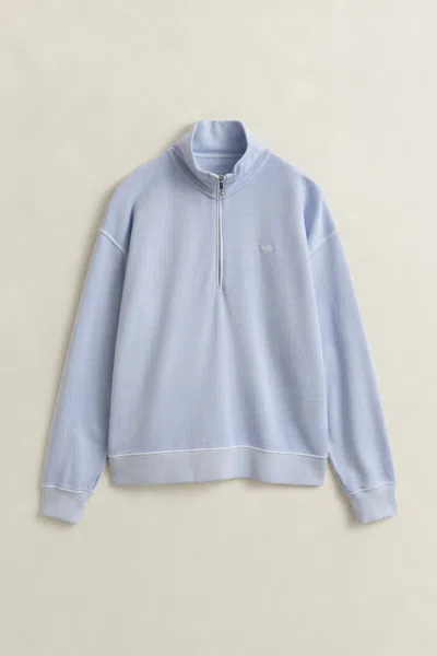 Gant Washed Shield Half-zip Sweatshirt In Blue