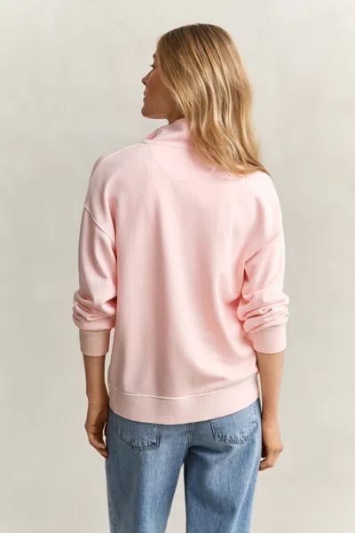 Gant Washed Shield Half-zip Sweatshirt In Pink
