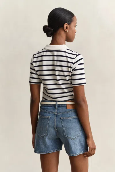 Gant Striped Polo Shirt In White