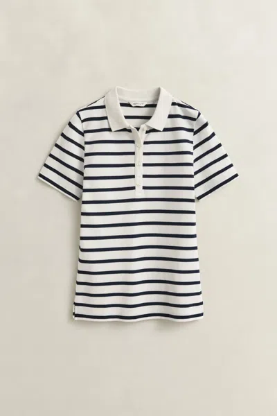 Gant Striped Polo Shirt In White