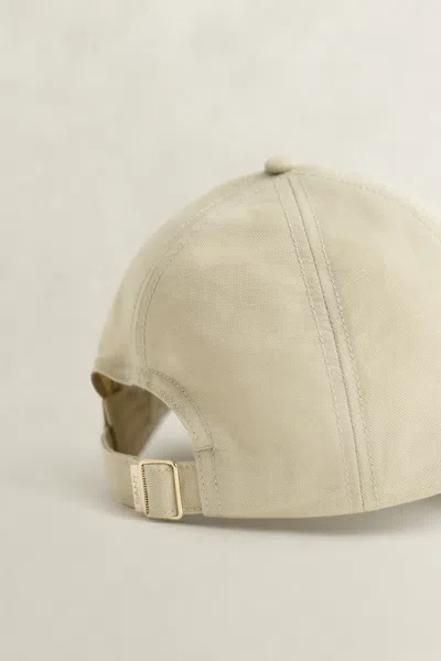 Gant Linen Blend Cap In Neutral