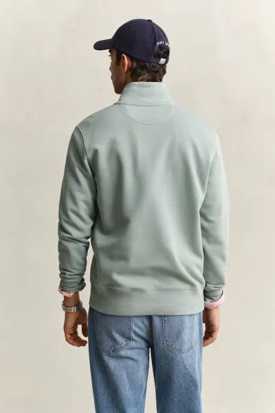 Gant Mens Regular Fit Shield Logo Half Zip Sweatshirt In Green