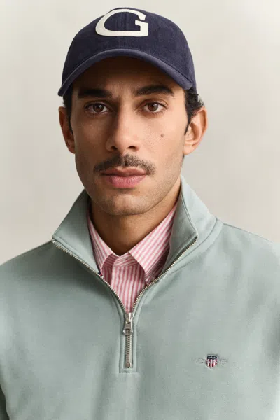 Gant Mens Regular Fit Shield Logo Half Zip Sweatshirt In Green