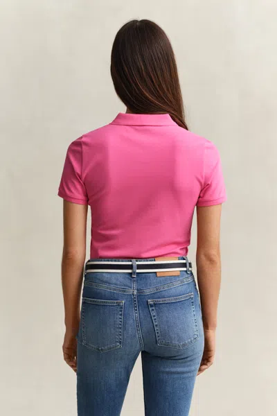 Gant Woman Polo Shirt Magenta Size Xl Cotton In Pink
