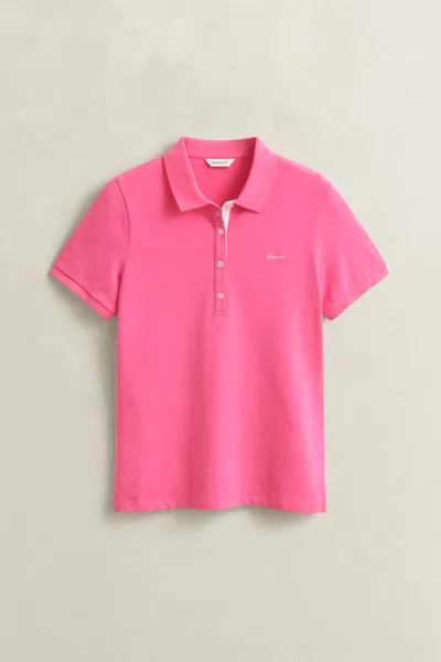 Gant Woman Polo Shirt Magenta Size Xl Cotton In Pink
