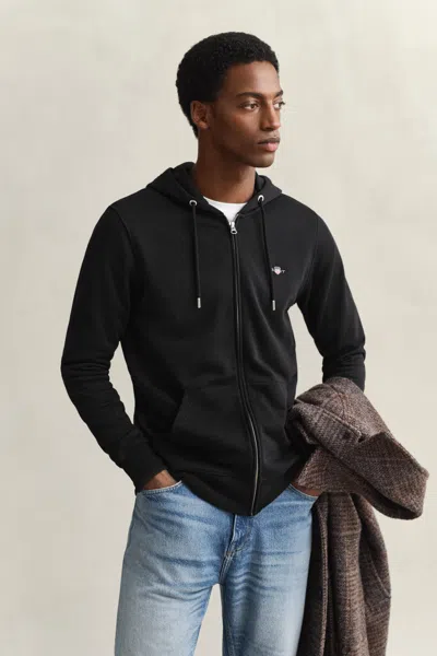 Gant Shield Logo Hoodie In Black