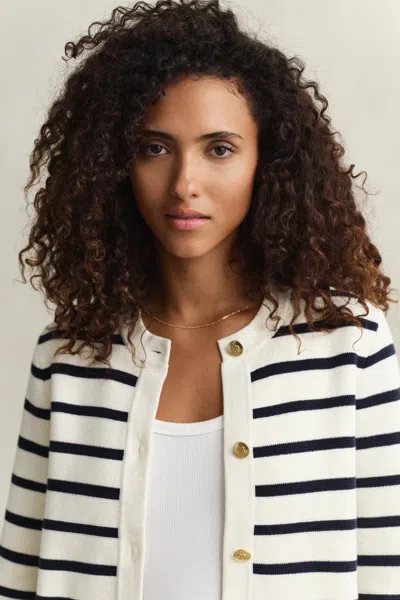 Gant Striped Button-up Cardigan In Multi