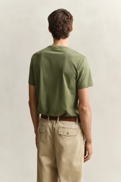 Gant Mens Regular Fit Short Sleeve Shield Logo T-shirt In Green