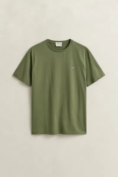 Gant Mens Regular Fit Short Sleeve Shield Logo T-shirt In Green