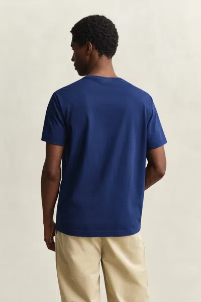 Gant Mens Regular Fit Short Sleeve Shield Logo T-shirt In Blue