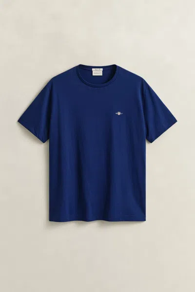 Gant Mens Regular Fit Short Sleeve Shield Logo T-shirt In Blue